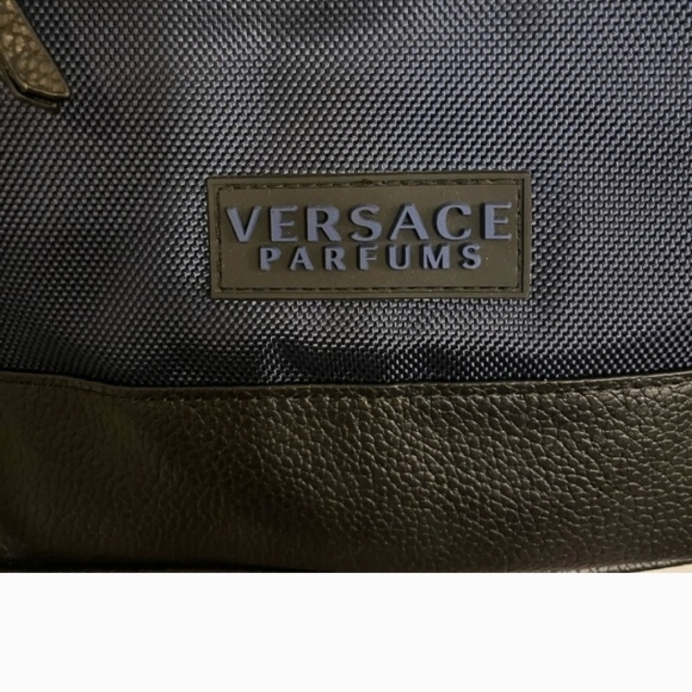Versace Navy and Black Drawstring Backpack with Front Zip Pocket - Picture 6 of 10
